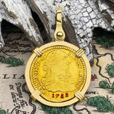 1788 Spanish Gold Portrait One Escudo - the Legendary Pirate Era Doubloon - 18K Gold Pendant