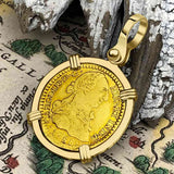 1788 Spanish Gold Portrait One Escudo - the Legendary Pirate Era Doubloon - 18K Gold Pendant