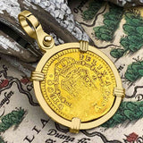 1788 Spanish Gold Portrait One Escudo - the Legendary Pirate Era Doubloon - 18K Gold Pendant