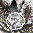 Roman Empire Silver Denarius Coin of Marcus Aurelius, the Philosopher Warrior 157 AD 14K White Gold Pendant