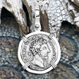 Roman Empire Silver Denarius Coin of Marcus Aurelius, the Philosopher Warrior 168 AD 14K White Gold Pendant