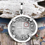 Templar Knights Era Antioch Crusader Medieval Silver Denier Helmet Head Coin of the Crusades Sterling Silver Pendant
