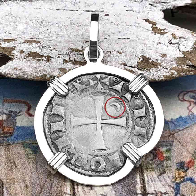 Templar Knights Era Antioch Crusader Medieval Silver Denier Helmet Head Coin of the Crusades Sterling Silver Pendant