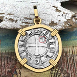 Templar Knights Era Antioch Crusader Medieval Silver Denier - Helmet Head - Coin of the Crusades 14K Gold Pendant