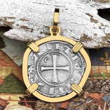 Templar Knights Era Antioch Crusader Medieval Silver Denier - Helmet Head - Coin of the Crusades 14K Gold Pendant