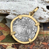Templar Knights Era Antioch Crusader Medieval Silver Denier - Helmet Head - Coin of the Crusades 14K Gold Pendant
