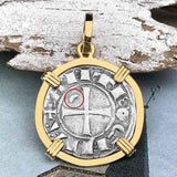 Templar Knights Era Antioch Crusader Medieval Silver Denier - Helmet Head - Coin of the Crusades 14K Gold Pendant