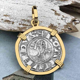 Templar Knights Era Antioch Crusader Medieval Silver Denier - Helmet Head - Coin of the Crusades 14K Gold Pendant