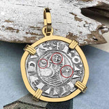Templar Knights Era Antioch Crusader Medieval Silver Denier - Helmet Head - Coin of the Crusades 14K Gold Pendant