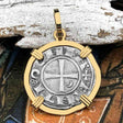 Templar Knights Era Antioch Crusader Medieval Silver Denier - Helmet Head - Coin of the Crusades 14K Gold Pendant