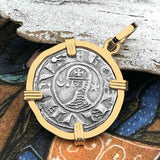 Templar Knights Era Antioch Crusader Medieval Silver Denier - Helmet Head - Coin of the Crusades 14K Gold Pendant