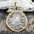 Templar Knights Era Antioch Crusader Medieval Silver Denier - Helmet Head - Coin of the Crusades 14K Gold Pendant