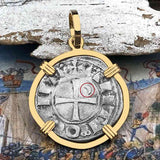 Templar Knights Era Antioch Crusader Medieval Silver Denier - Helmet Head - Coin of the Crusades 14K Gold Pendant
