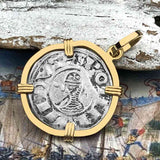 Templar Knights Era Antioch Crusader Medieval Silver Denier - Helmet Head - Coin of the Crusades 14K Gold Pendant