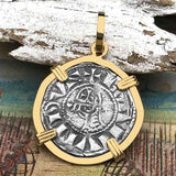 Templar Knights Era Antioch Crusader Medieval Silver Denier - Helmet Head - Coin of the Crusades 14K Gold Pendant