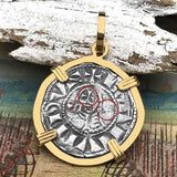 Templar Knights Era Antioch Crusader Medieval Silver Denier - Helmet Head - Coin of the Crusades 14K Gold Pendant