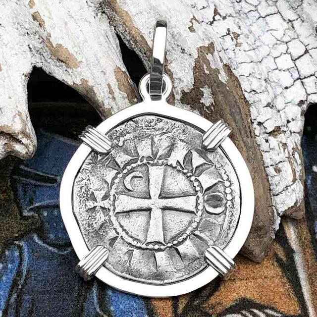 Templar Knights Era Antioch Crusader Medieval Silver Denier Helmet Head Coin of the Crusades Sterling Silver Pendant