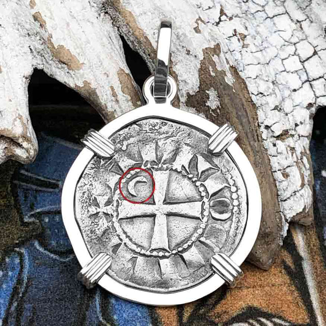 Templar Knights Era Antioch Crusader Medieval Silver Denier Helmet Head Coin of the Crusades Sterling Silver Pendant