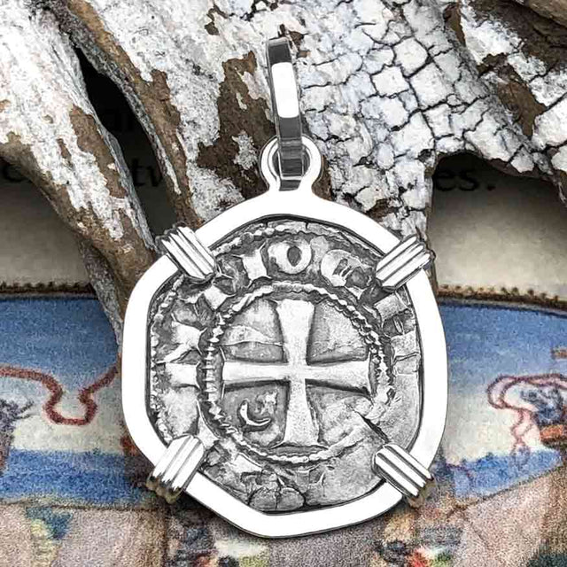 Templar Knights Era Antioch Crusader Medieval Silver Denier Helmet Head Coin of the Crusades Sterling Silver Pendant