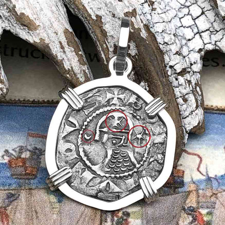 Templar Knights Era Antioch Crusader Medieval Silver Denier Helmet Head Coin of the Crusades Sterling Silver Pendant