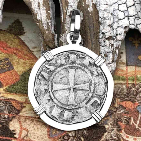 Templar Knights Era Antioch Crusader Medieval Silver Denier Helmet Head Coin of the Crusades Sterling Silver Pendant