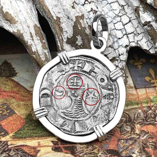 Templar Knights Era Antioch Crusader Medieval Silver Denier Helmet Head Coin of the Crusades Sterling Silver Pendant