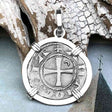 Templar Knights Era Antioch Crusader Medieval Silver Denier - Helmet Head - Coin of the Crusades 14K White Gold Pendant