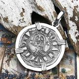 Templar Knights Era Antioch Crusader Medieval Silver Denier - Helmet Head - Coin of the Crusades 14K White Gold Pendant