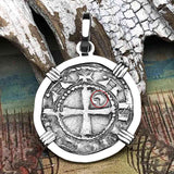 Templar Knights Era Antioch Crusader Medieval Silver Denier - Helmet Head - Coin of the Crusades 14K White Gold Pendant