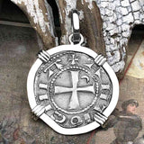 Templar Knights Era Antioch Crusader Medieval Silver Denier - Helmet Head - Coin of the Crusades 14K White Gold Pendant