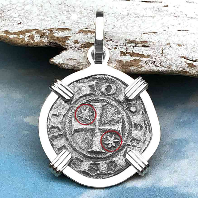 Sicilian Silver Denaro – the Templar-Era Cross and Stars of Medieval Italy Sterling Silver Pendant