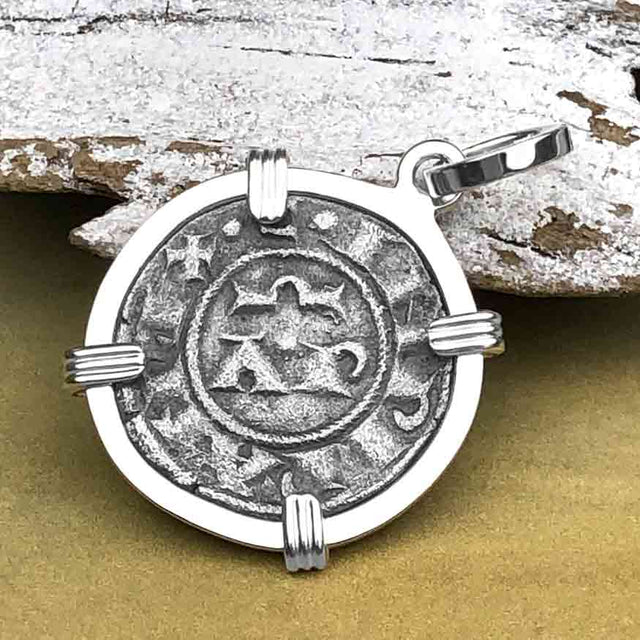 Sicilian Silver Denaro – the Templar-Era Cross and Stars of Medieval Italy Sterling Silver Pendant