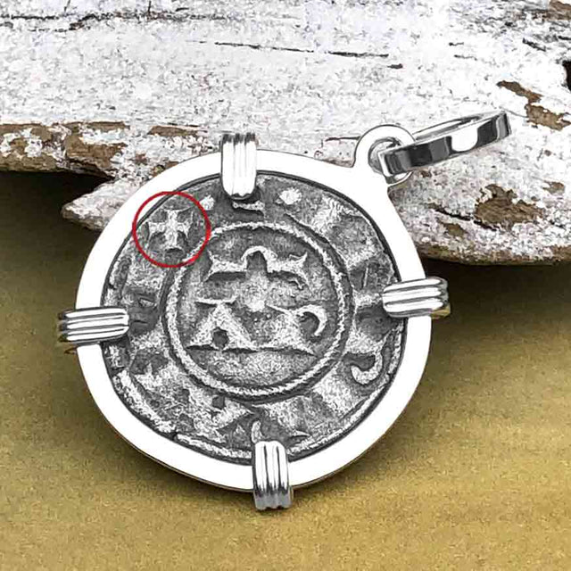 Sicilian Silver Denaro – the Templar-Era Cross and Stars of Medieval Italy Sterling Silver Pendant