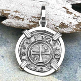 Sicilian Silver Denaro – the Templar-Era Cross and Stars of Medieval Italy Sterling Silver Pendant
