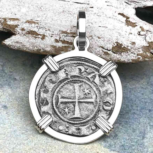 Sicilian Silver Denaro – the Templar-Era Cross and Stars of Medieval Italy Sterling Silver Pendant