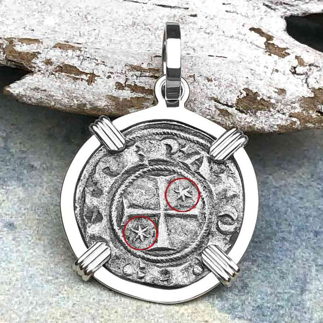 Sicilian Silver Denaro – the Templar-Era Cross and Stars of Medieval Italy Sterling Silver Pendant