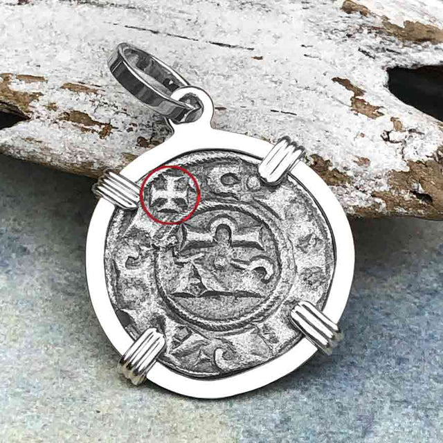 Sicilian Silver Denaro – the Templar-Era Cross and Stars of Medieval Italy Sterling Silver Pendant
