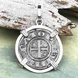 Sicilian Silver Denaro – the Templar-Era Cross and Stars of Medieval Italy Sterling Silver Pendant
