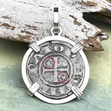 Sicilian Silver Denaro – the Templar-Era Cross and Stars of Medieval Italy Sterling Silver Pendant