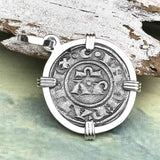 Sicilian Silver Denaro – the Templar-Era Cross and Stars of Medieval Italy Sterling Silver Pendant