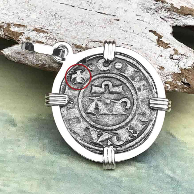 Sicilian Silver Denaro – the Templar-Era Cross and Stars of Medieval Italy Sterling Silver Pendant