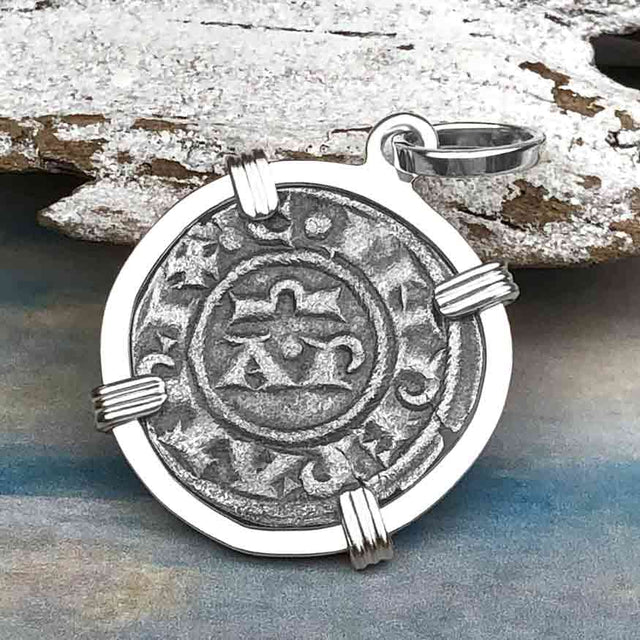 Sicilian Silver Denaro – the Templar-Era Cross and Stars of Medieval Italy Sterling Silver Pendant