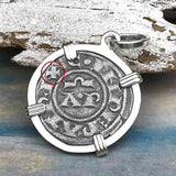 Sicilian Silver Denaro – the Templar-Era Cross and Stars of Medieval Italy Sterling Silver Pendant
