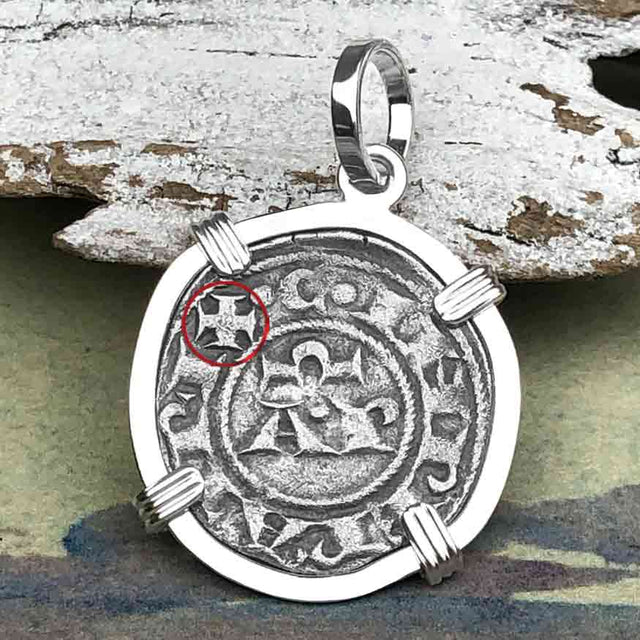 Sicilian Silver Denaro – the Templar-Era Cross and Stars of Medieval Italy Sterling Silver Pendant