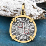 Sicilian Silver Denaro – the Templar-Era Cross and Stars of Medieval Italy 14K Gold Pendant