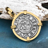 Sicilian Silver Denaro – the Templar-Era Cross and Stars of Medieval Italy 14K Gold Pendant