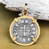 Sicilian Silver Denaro – the Templar-Era Cross and Stars of Medieval Italy 14K Gold Pendant