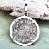 Sicilian Silver Denaro – the Templar-Era Cross and Stars of Medieval Italy 14K White Gold Pendant