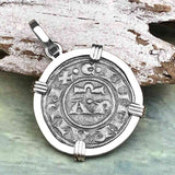 Sicilian Silver Denaro – the Templar-Era Cross and Stars of Medieval Italy 14K White Gold Pendant