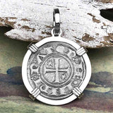 Sicilian Silver Denaro – the Templar-Era Cross and Stars of Medieval Italy 14K White Gold Pendant